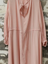 INTO THE EAST 25 Autumn and Winter Pink Lace Drawstring Collar Silk Dress ITE-E1DGAW023PK20DS-FEN Pink